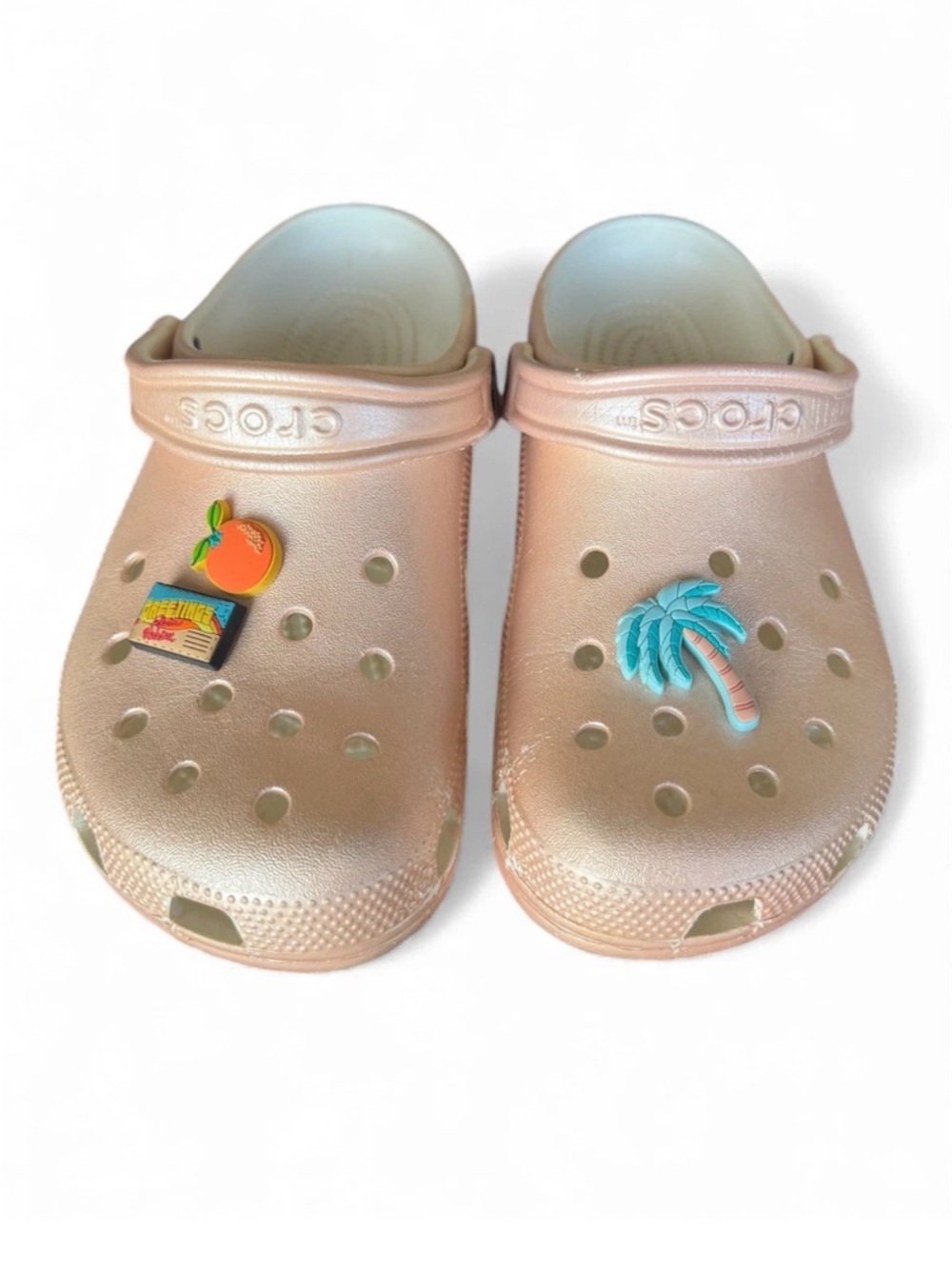 Crocs Classic Shimmer Pink Rose Clogs Pale Blush Size M7 W9 Unisex Shoes